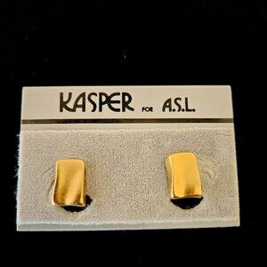 NWOT Vintage Kasper for A.S.L. Clip-On Gold Tone 1/2" Earrings